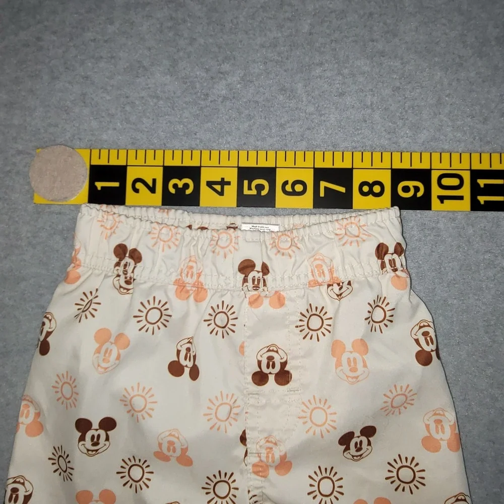 Disney Junior Mickey Mouse Toddler Swim Trunks Cream Sun Print 18M Mesh Lined